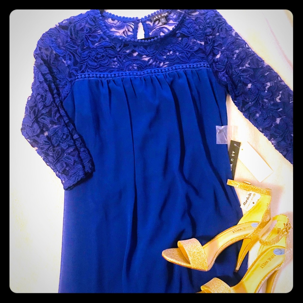 Shift Dress w/ Lace Detail